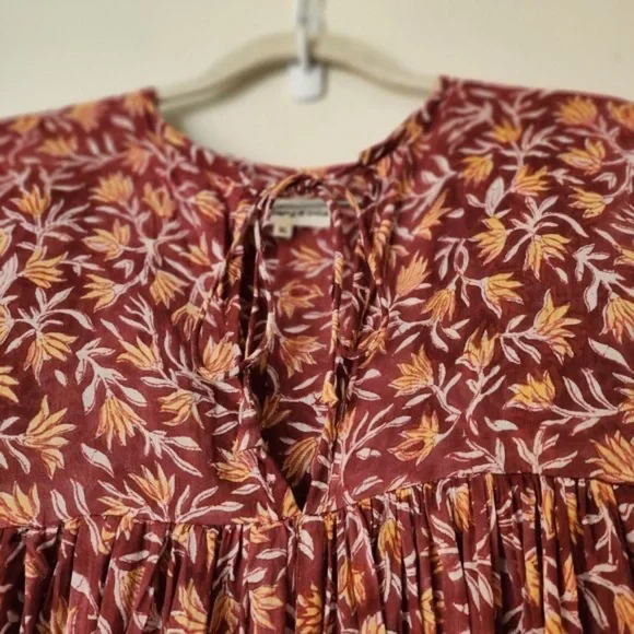 Daughters of India Women Kyra Midi Dress XL Floral Print Baloon Sleeve Bohemian - Picture 6 of 15